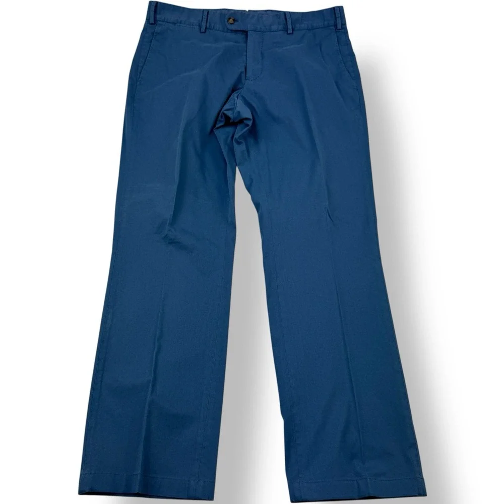 J.Hilburn Blue‎ Cotton Elastane Flat Front Chino Pants Men's Size 34x30